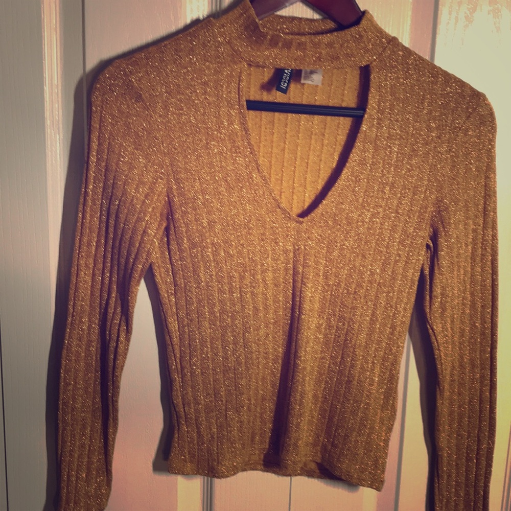 Sparkly Gold long sleeve crop top